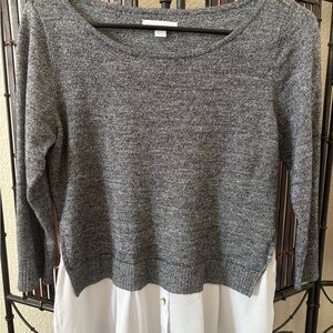 New York & Company Heather Gray Scoop Neck Sweater